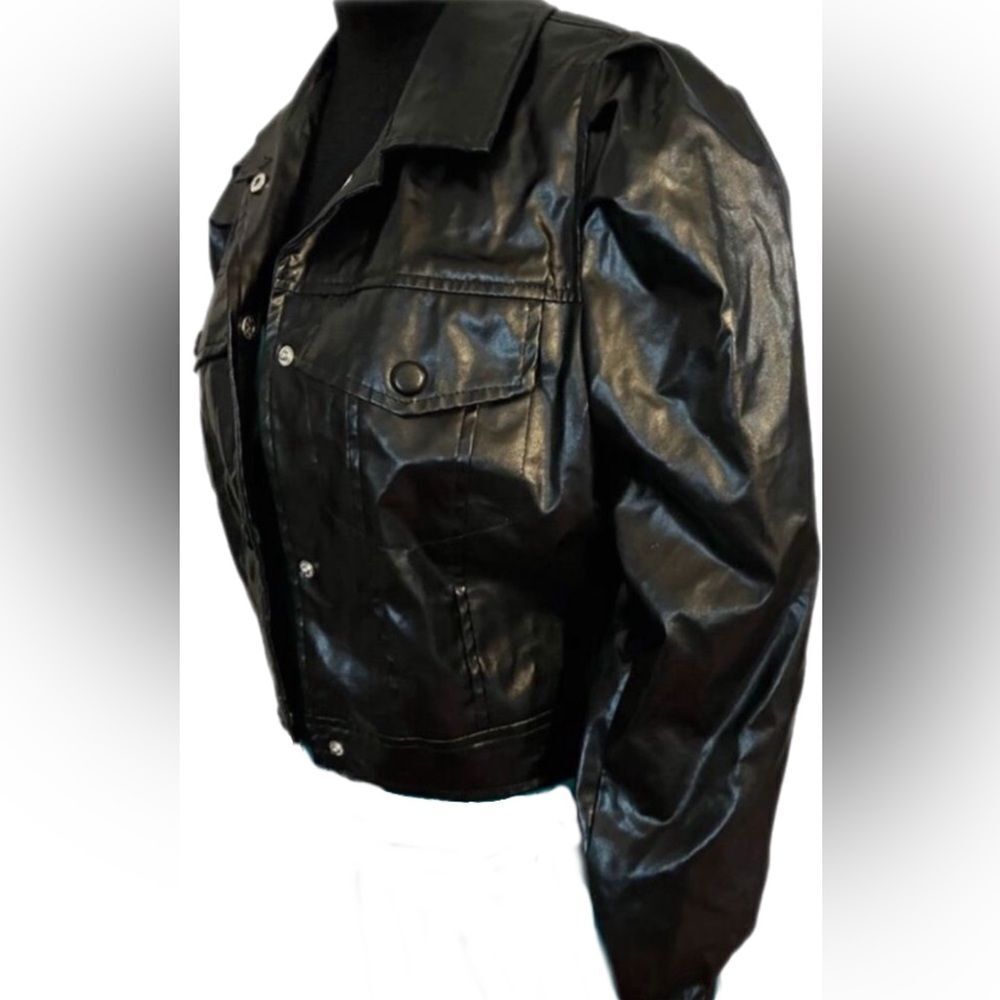 Forever 21 Faux Leather Puffed Sleeves jacket size large. - Picture 4 of 10